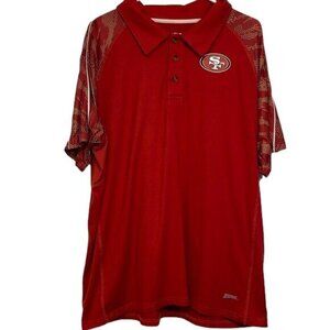 NFL Team Apparel San Francisco 49ers Engage Zubaz Polo Red Shirt XL EUC #0384